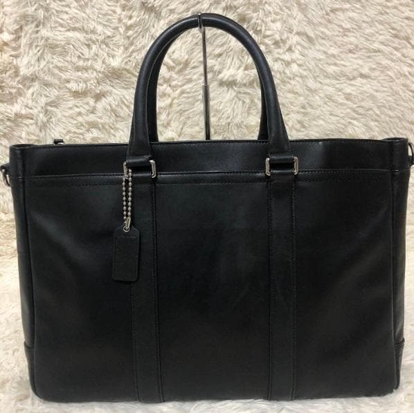 COACH コーチ F70916／2WAY オールレザーブリーフトートバッグ／黒