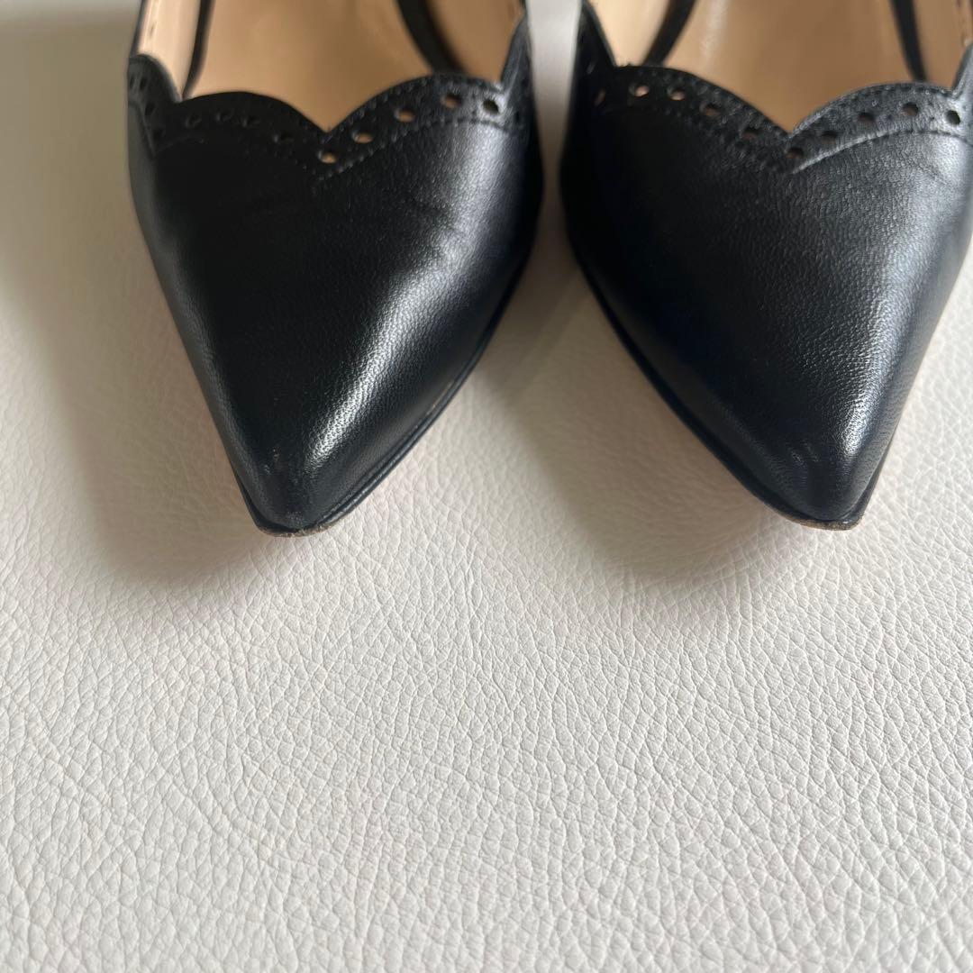 美品　ネブローニ　スカラップ パンチング　レザー　パンプス　レース　ヒール　24