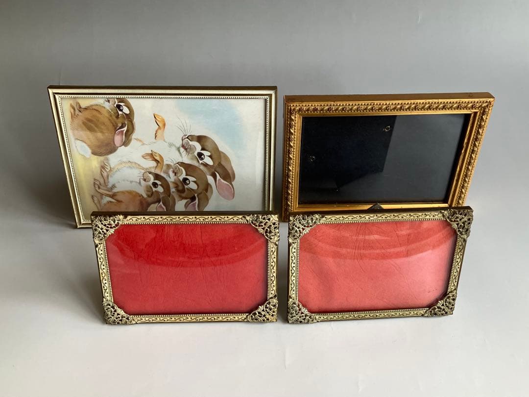 北欧ヴィンテージ　フォトフレーム４点セット　湾曲ガラス　凸ガラス　デンマーク