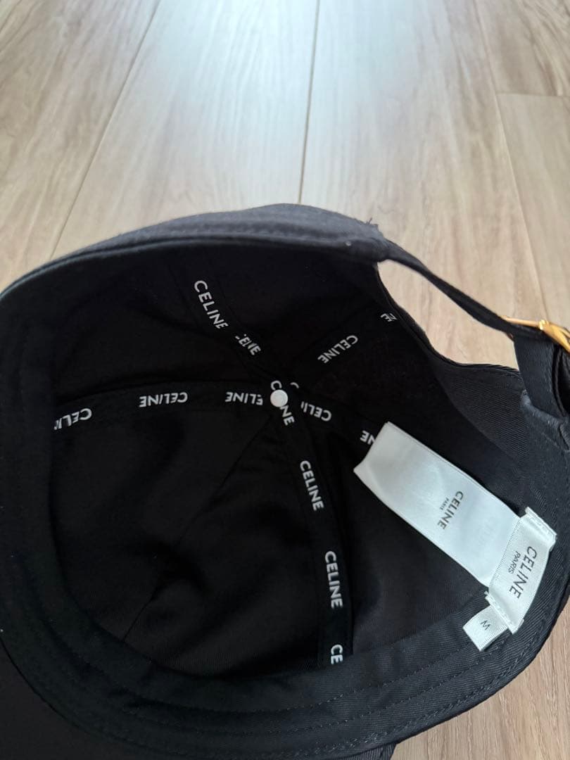 CELINE ブラックキャップ ロゴ刺繍