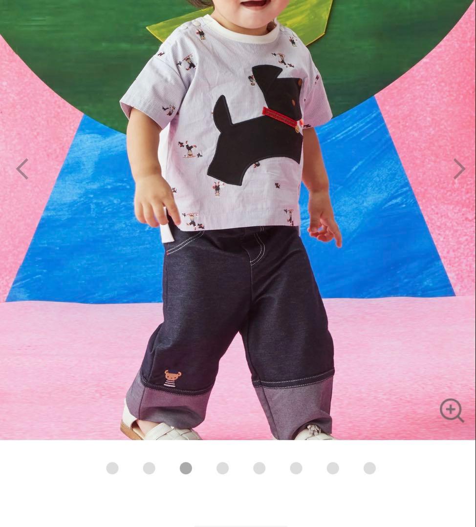 カピさん　ミキハウス テディベア ワンピース　familiarデニムパンツ