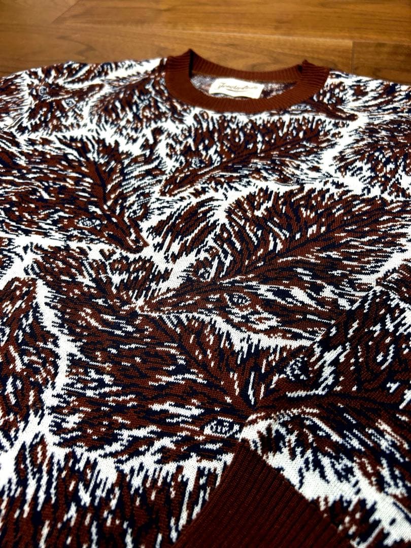 H*m様 tenderloin ウルフ 狼 ニット セーター 総柄 ウルフ柄 薄