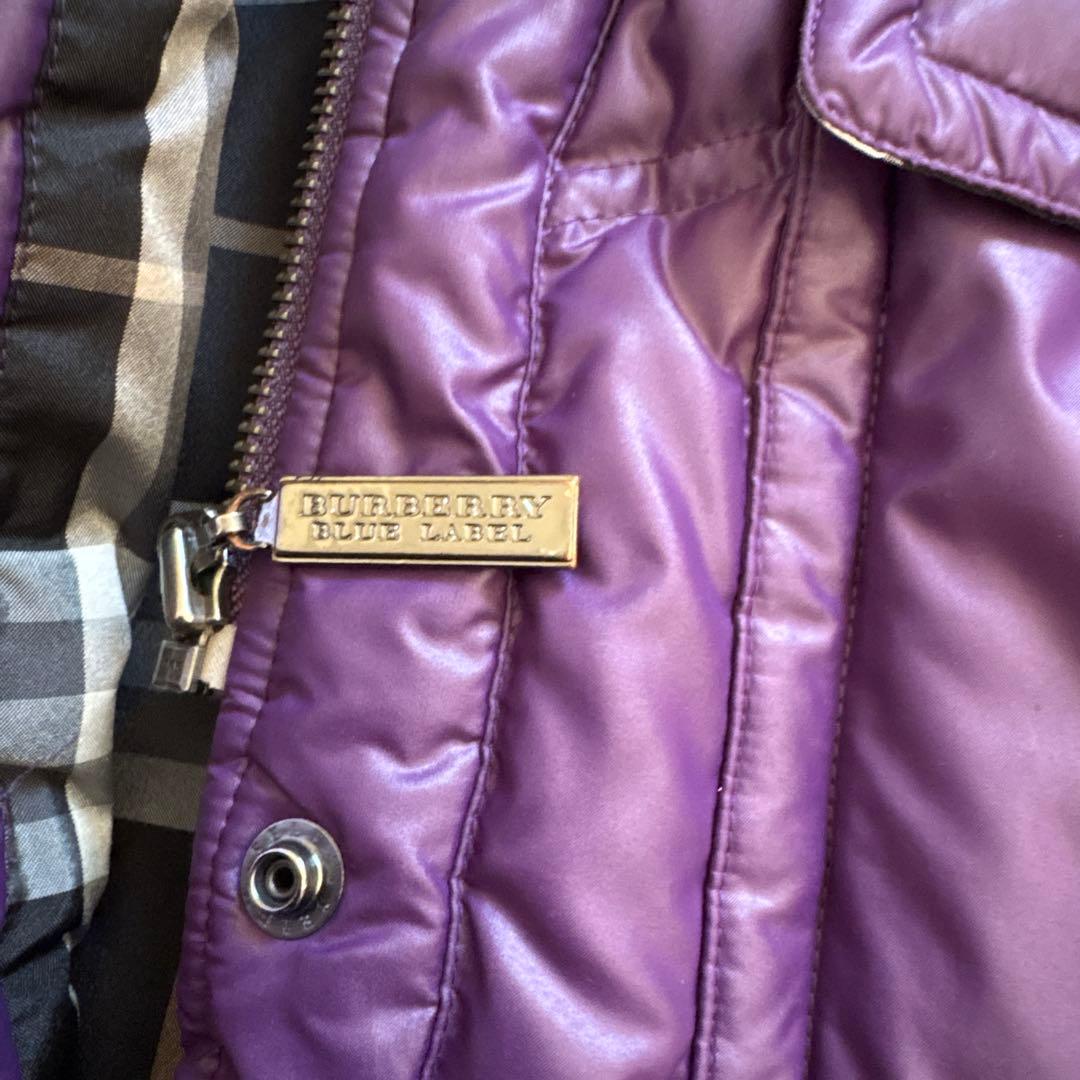 人気✨バーバリーブルーレーベル　ノバチェック　ダウンジャケット　パープル　L