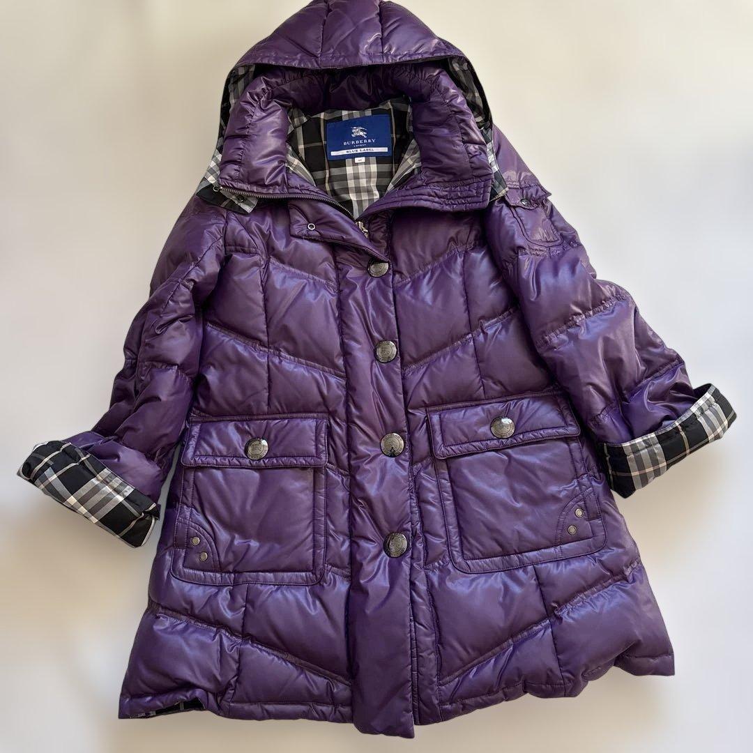 人気✨バーバリーブルーレーベル　ノバチェック　ダウンジャケット　パープル　L