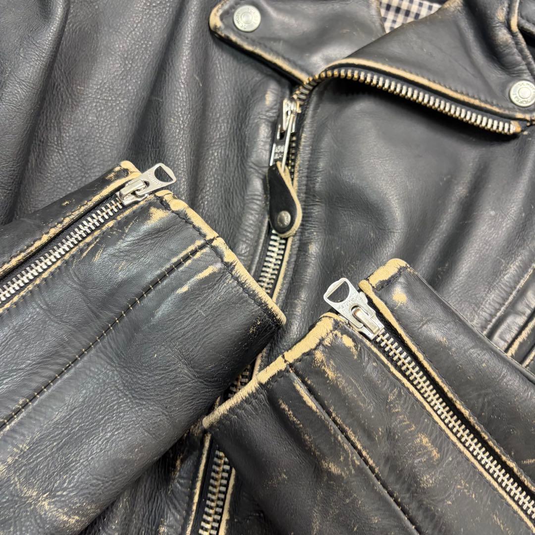 L/使用数回✨【米国製】schott 110周年 ダブルライダース 黒 牛革