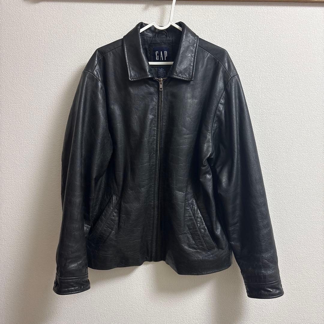 90s OLD GAP レザージャケット　M 黒 青タグ