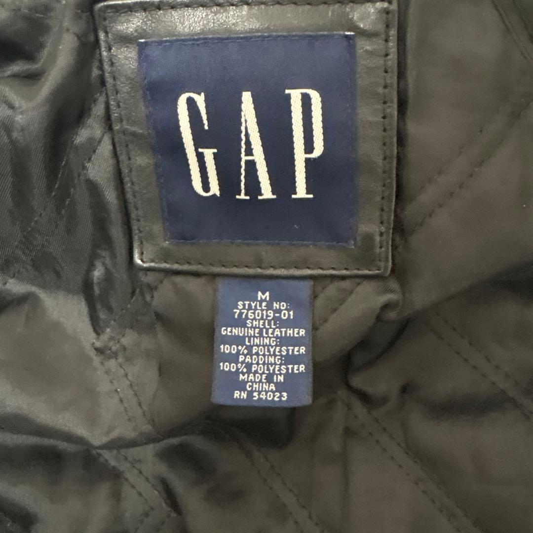 90s OLD GAP レザージャケット　M 黒 青タグ