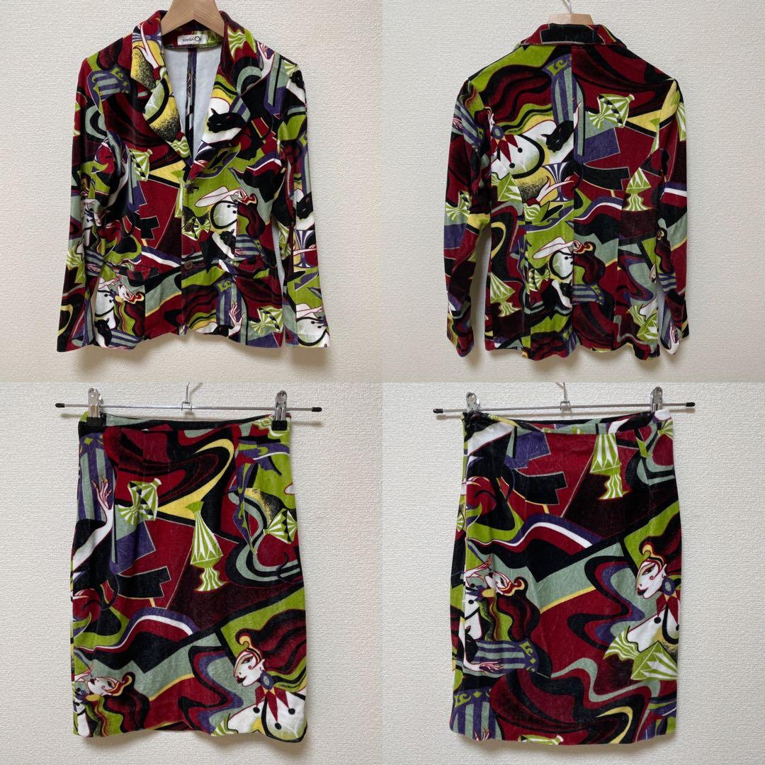 KANSAI O2 ヴィンテージ 上下セットアップ　　カラフル 抽象柄 個性的