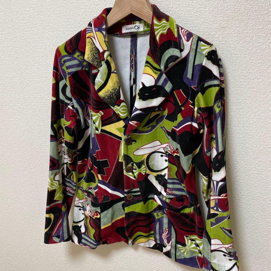 KANSAI O2 ヴィンテージ 上下セットアップ　　カラフル 抽象柄 個性的