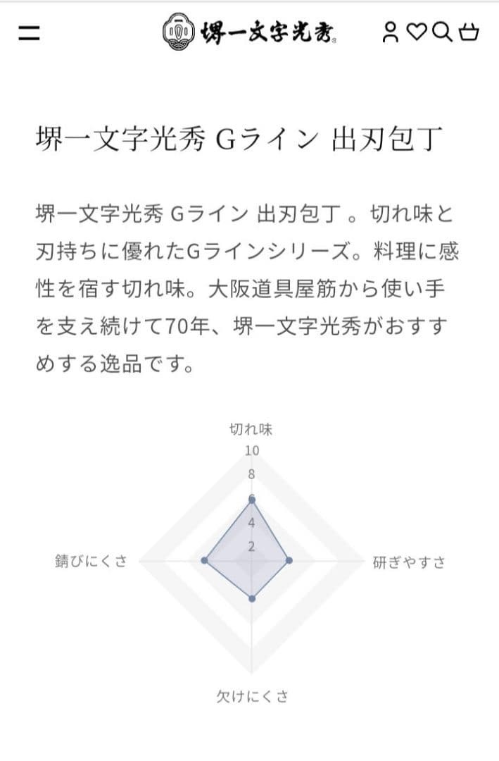 堺一文字光秀 Gライン ステンレス 出刃包丁