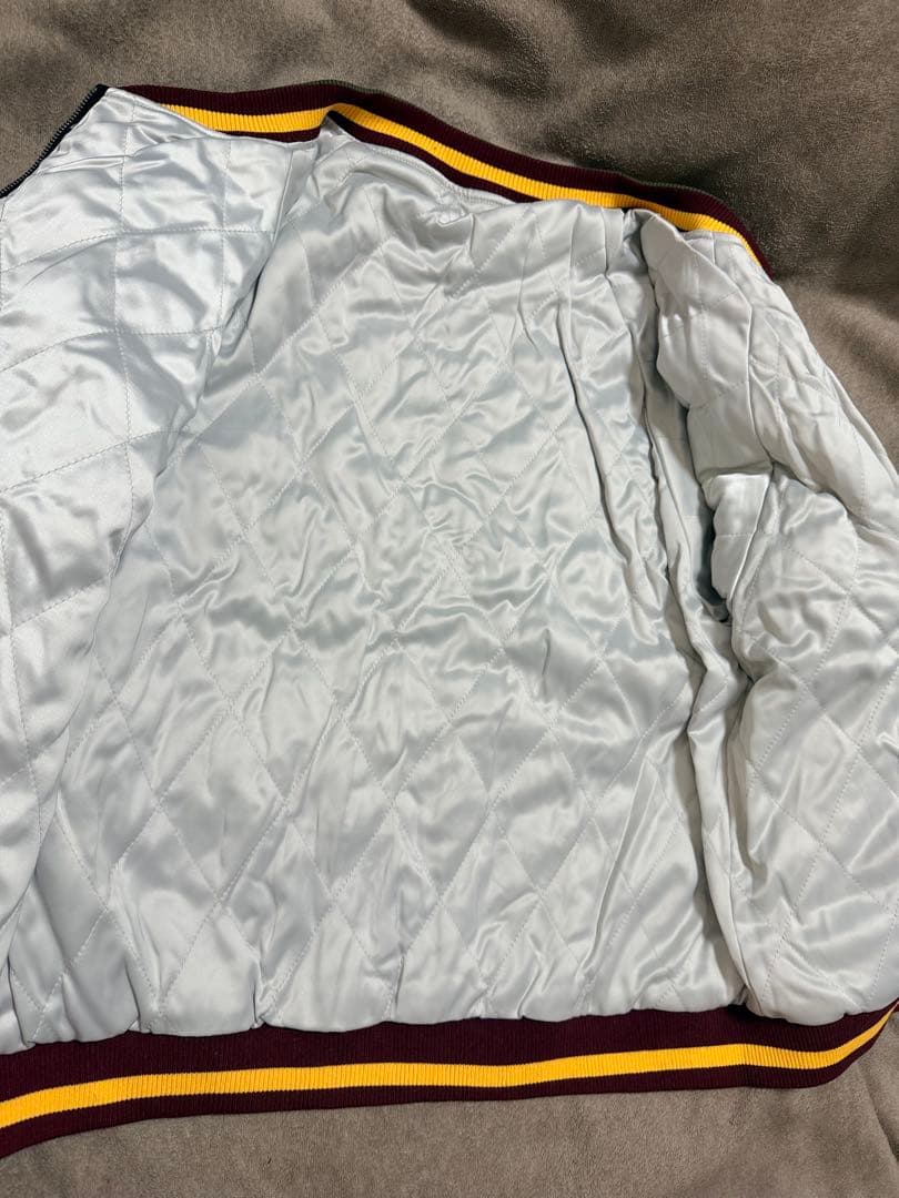 未使用 別珍 日本地図 鶴 スカジャン unisex 美品 サテン