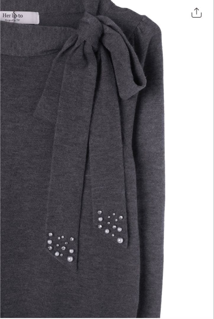 トップス Bijou Ribbon-Tie Knit Top