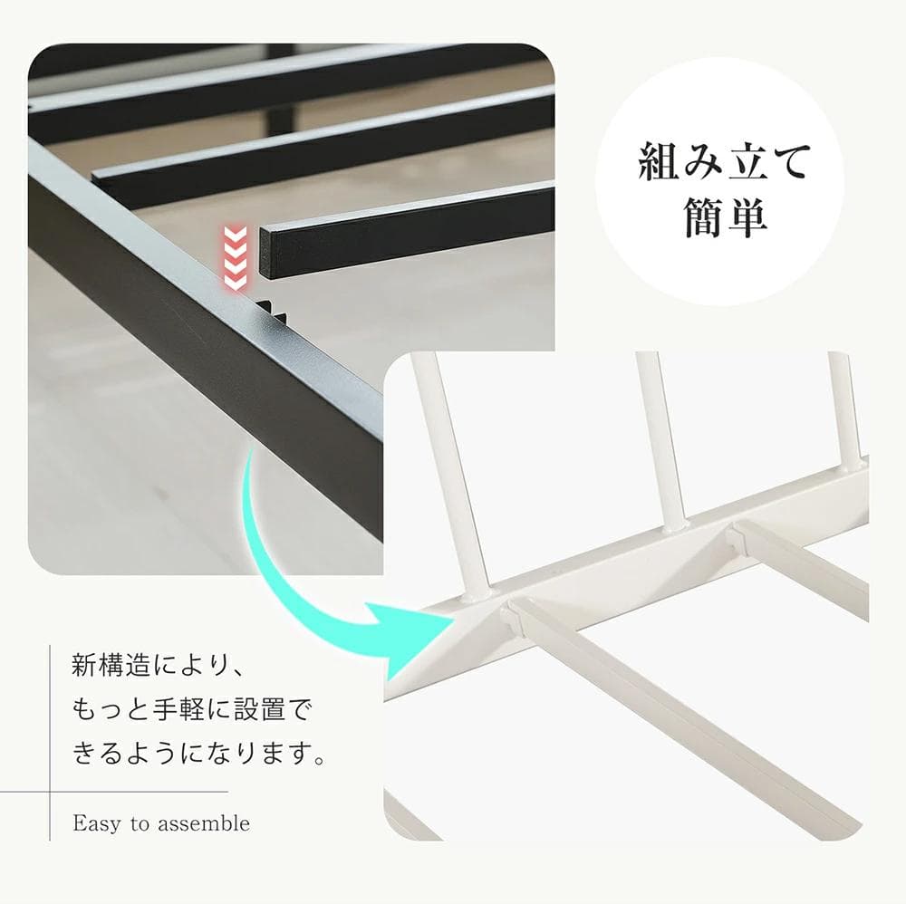 限定価格！新作ロフトベッド　左右入れ替え　省スペース　スチール製　WHITE