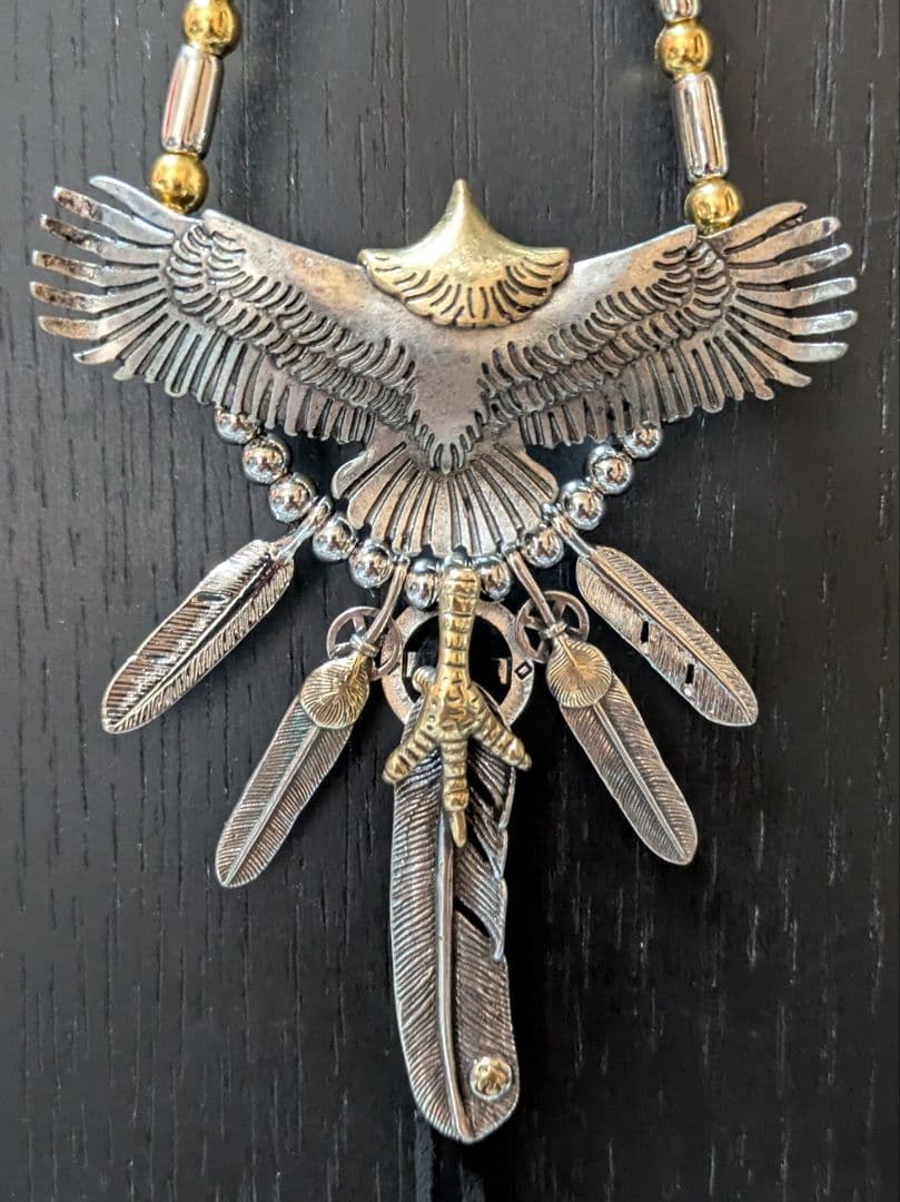 ゆう★頭金特大イーグル★金爪フェザー★E.T.C★パイプビーズ★新品未着用