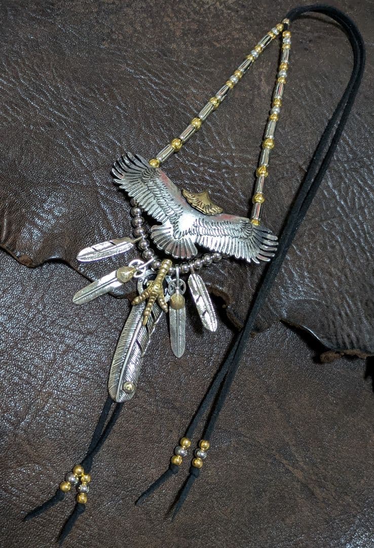 ゆう★頭金特大イーグル★金爪フェザー★E.T.C★パイプビーズ★新品未着用