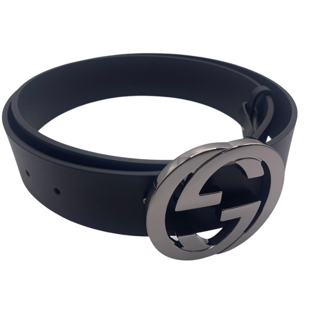 美品★gucci グッチ　ベルト　92-102cm （バックル　暗めシルバー）