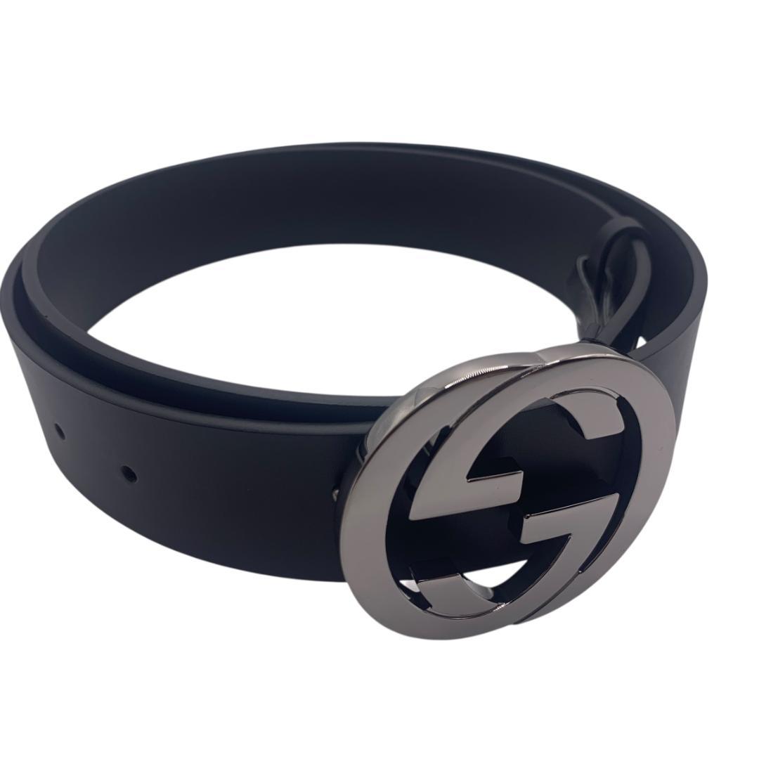 美品★gucci グッチ　ベルト　92-102cm （バックル　暗めシルバー）