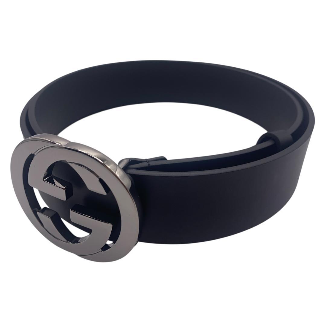 美品★gucci グッチ　ベルト　92-102cm （バックル　暗めシルバー）