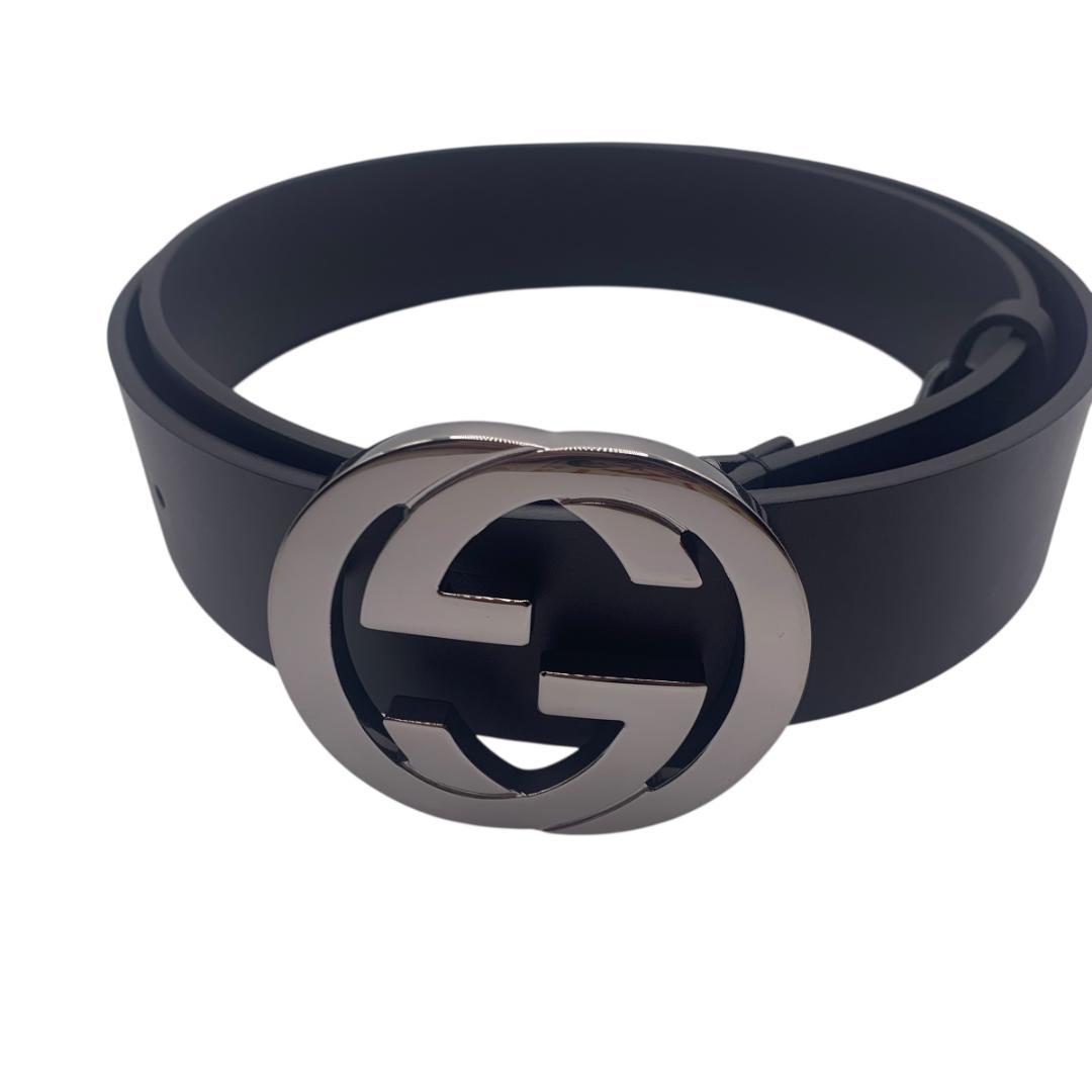 美品★gucci グッチ　ベルト　92-102cm （バックル　暗めシルバー）