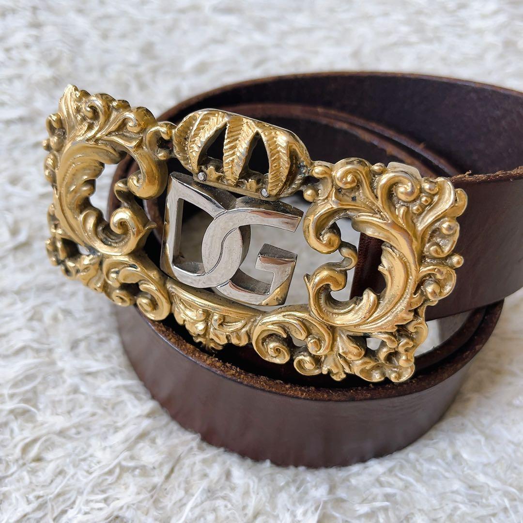 ドルチェ&ガッバーナ ロゴ バックル ベルト ドルガバ DG ブラウン　y2k