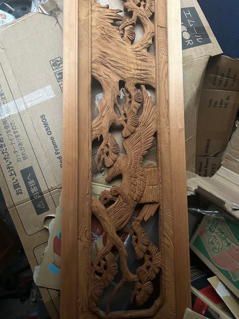 欄間　彫刻　昭和レトロ　２枚セット　 アンティーク　古民家　伝統工芸品