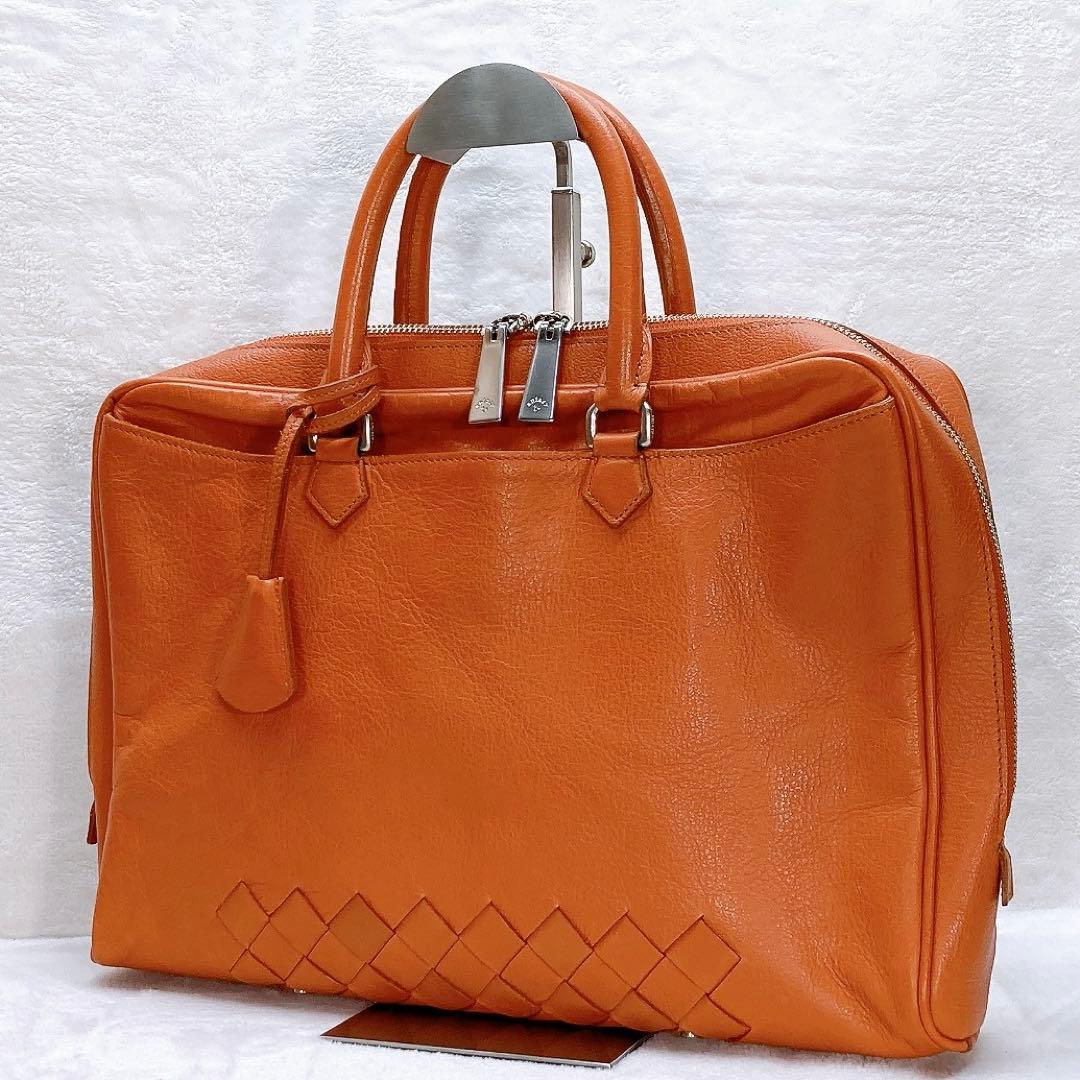 ✨美品✨アニアリ ブリーフケース ハンドバッグ ビジネス 編み込み レザー 金具