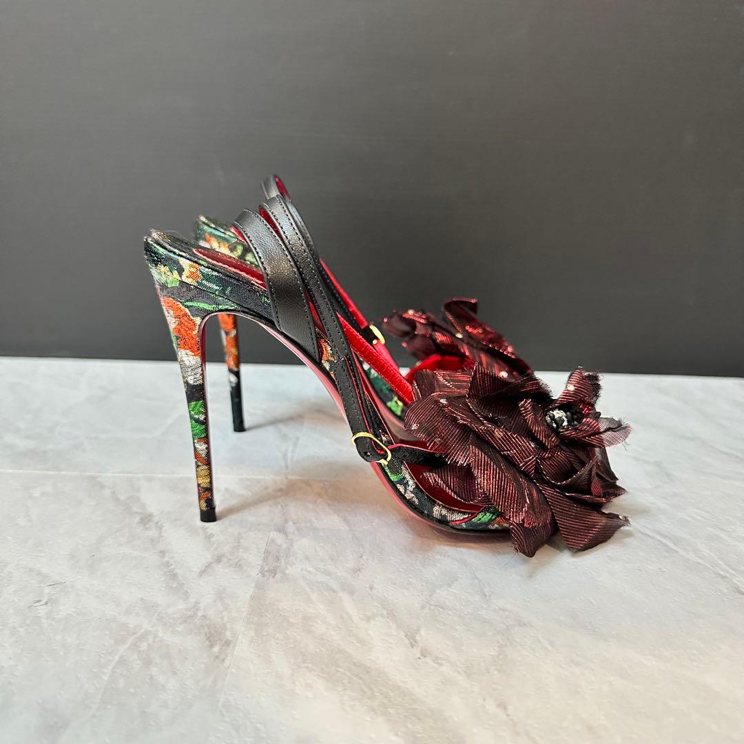 クリスチャンルブタン ハイヒール Flora Queen 100 ストーン 花柄