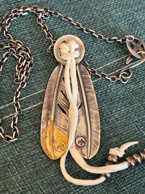 ゴローズ　先金特大フェザー＋上金特大フェザー＋SVホイール＋ビーズ＋細角チェーン