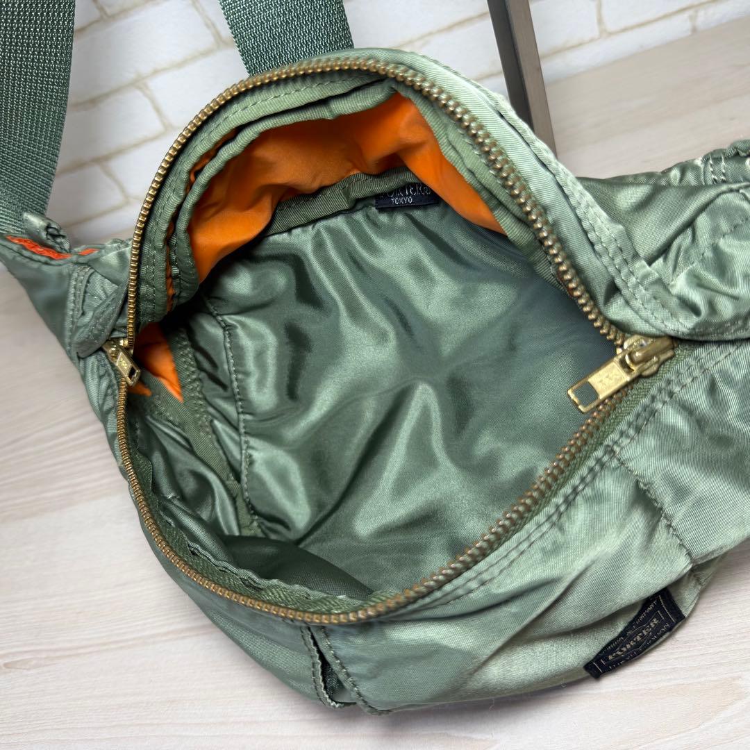 希少PORTERポータータンカーボディーバックウエストポーチセージグリーン S