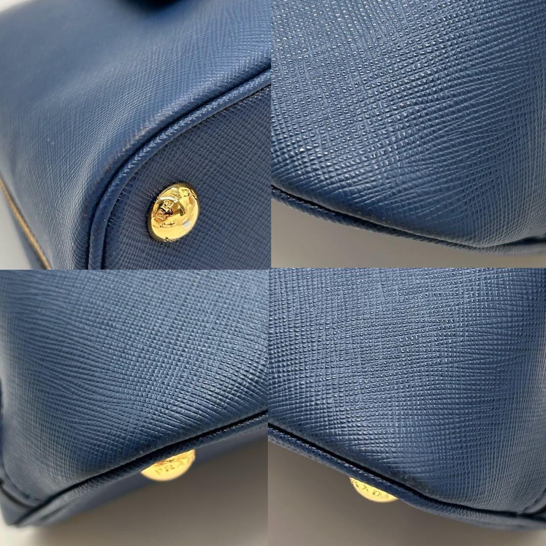 PRADA プラダ　サフィアーノ　ラクス　2WAY　ハンドバッグ　レザー　ブルー