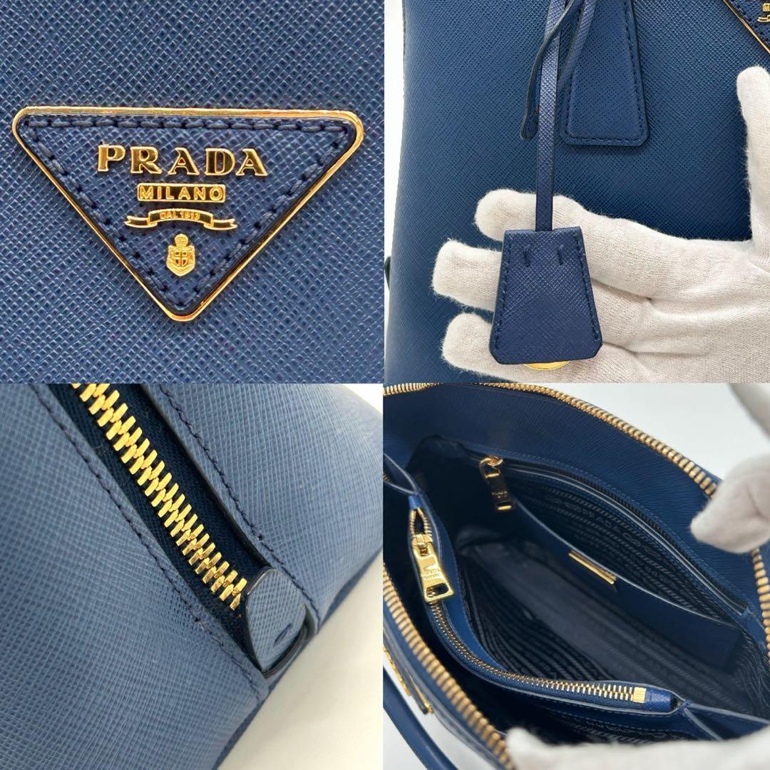 PRADA プラダ　サフィアーノ　ラクス　2WAY　ハンドバッグ　レザー　ブルー