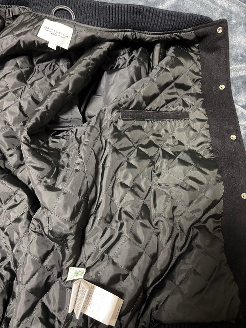 値下げブラック ウール レザー スタジャン