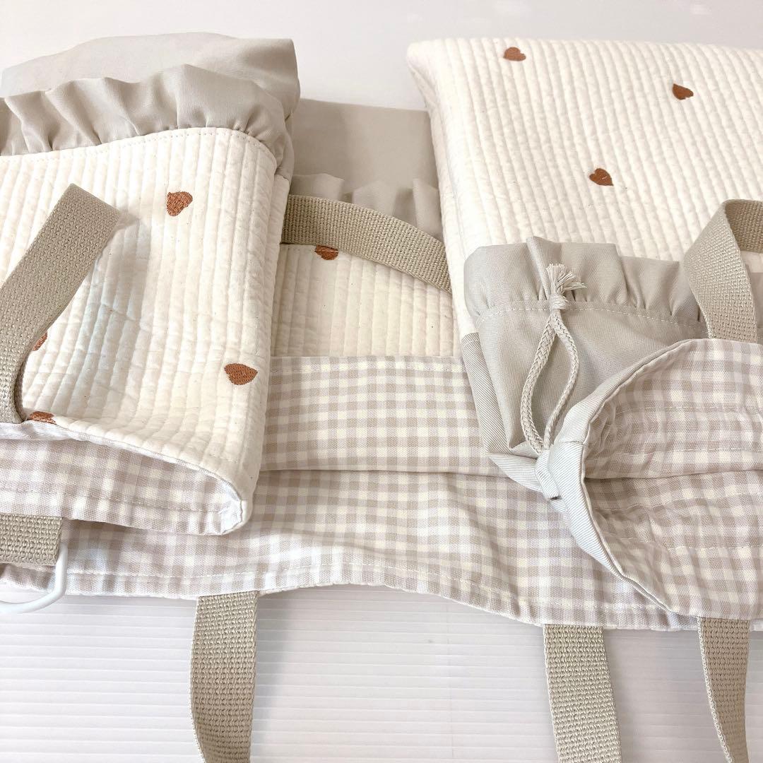 レッスンバッグ 上履き入れ　体操服袋　ヌビ　ハート刺繍