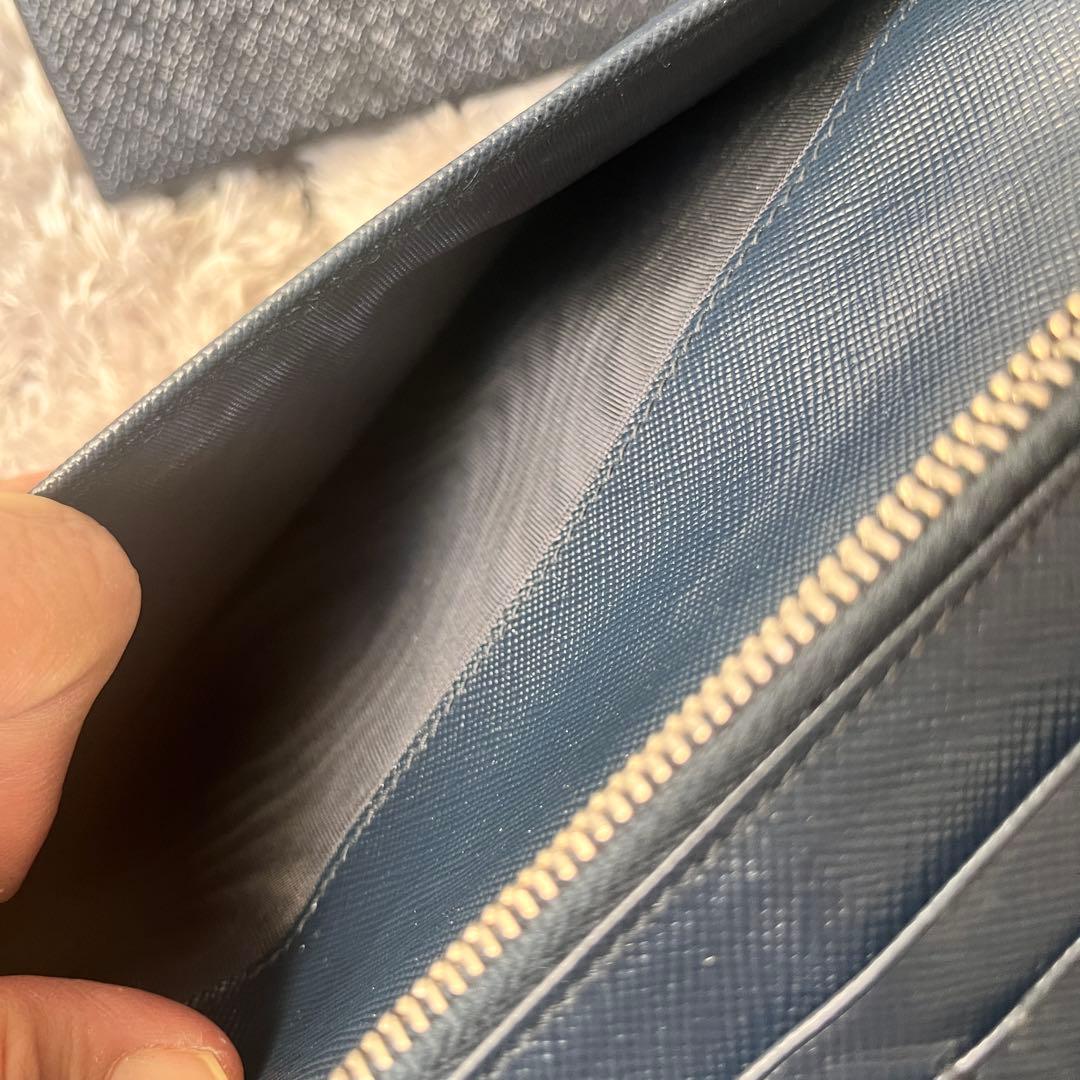 良品✨PRADA 大きめオーガナイザー　長財布　サフィアーノ　ネイビー　メンズ