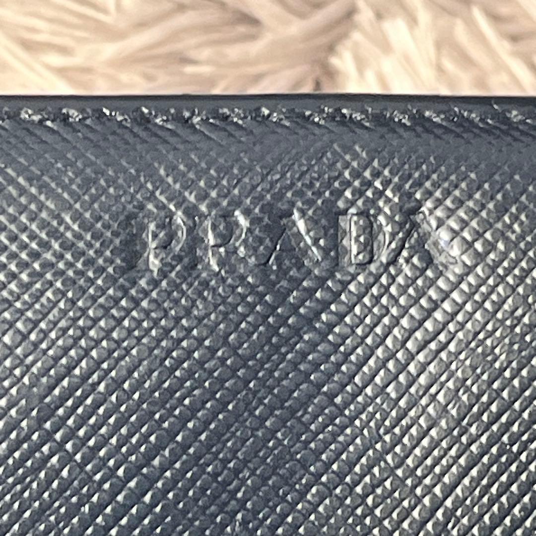 良品✨PRADA 大きめオーガナイザー　長財布　サフィアーノ　ネイビー　メンズ