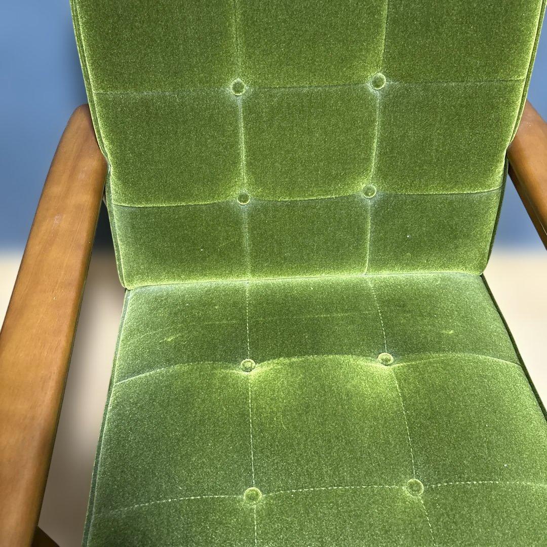 カリモク60 kチェア1人がけ　モケットグリーン【純正クッション付】