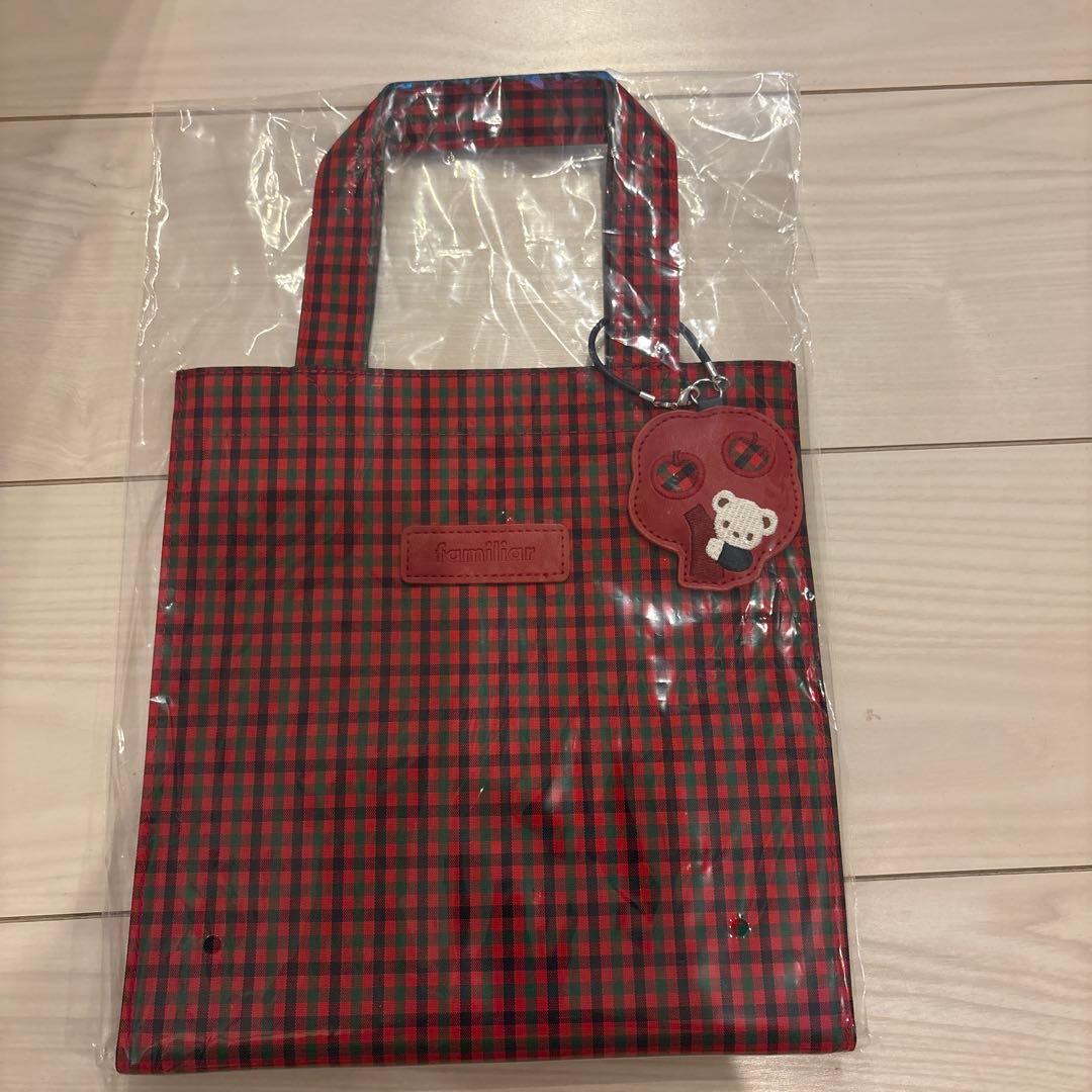 完売【新品未使用】ファミリアトートバッグ　赤チェック