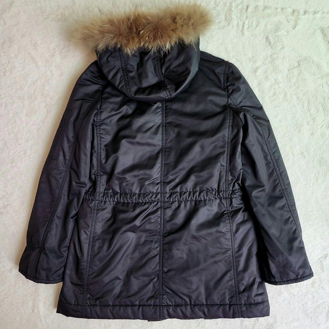 バーバリー ノバチェック裏地 モッズコート 中綿コート ラクーンファー 38