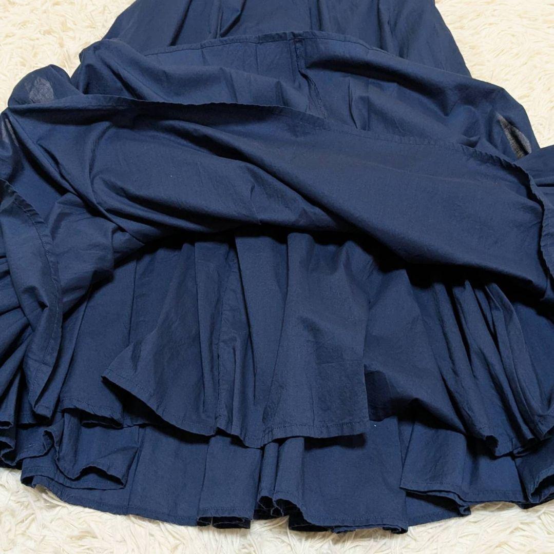 ミズイロインド 2023年モデル 洗える ボリュームフレアスカート ブルー