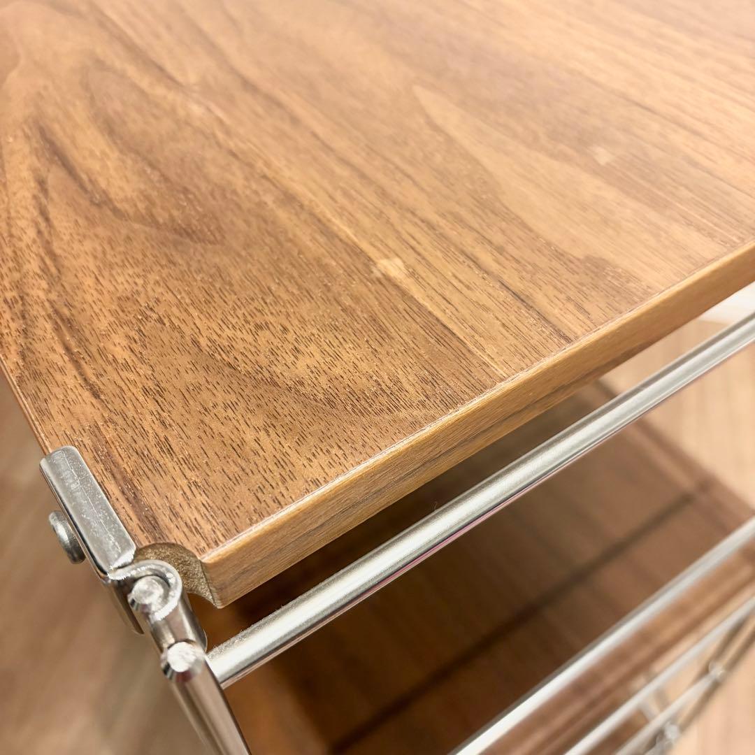 美品！無印良品 ステンレスユニットシェルフ ウォールナットワイド木棚