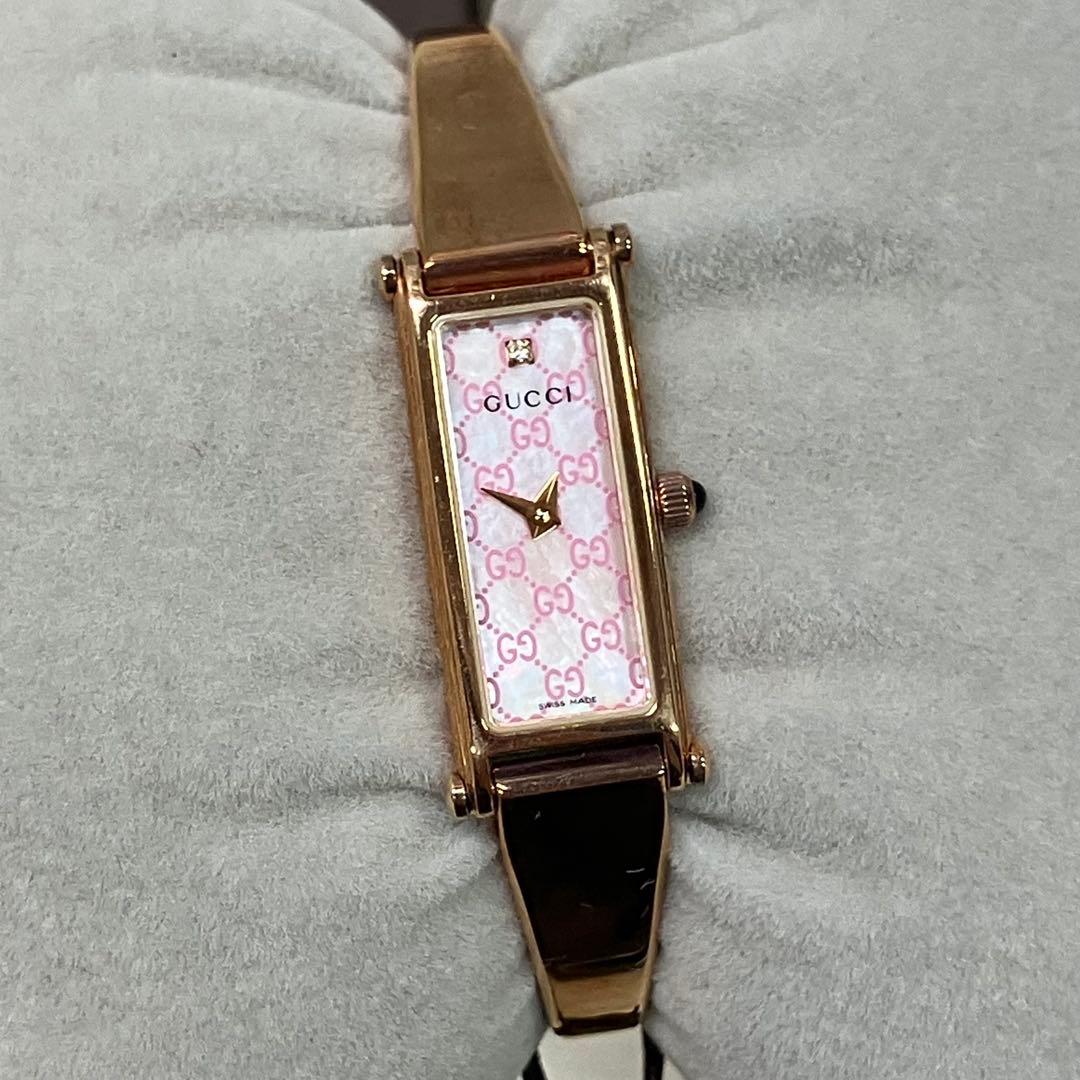 G*中様 GUCCI グッチ ピンクシェル QZ 1500L 腕時計　【12d4