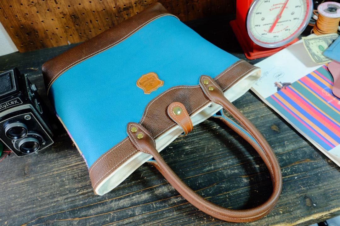 ◆AVOCAツィードとダコタシュリンクレザー牛革トートバッグ 日本製鞄