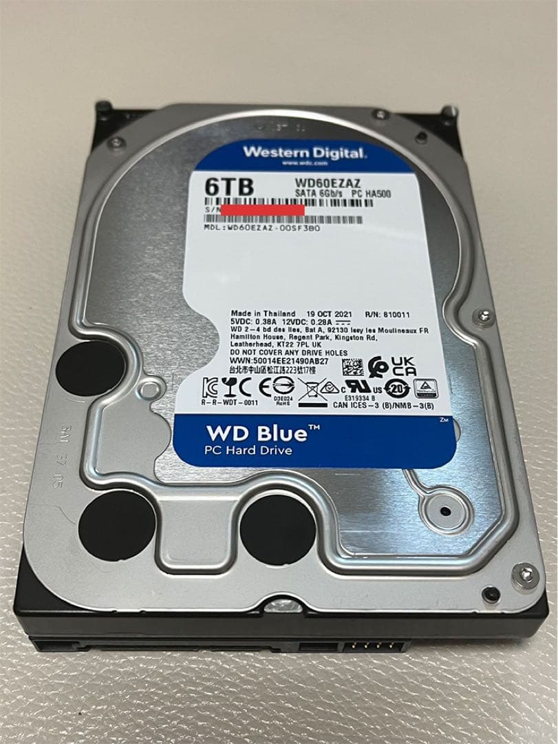 WD60EZAZ WD Blue 6TB HDD 10,943時間使用