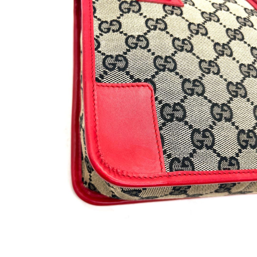 【極美品】 GUCCI GG柄 ハンドバッグ キャンバス レザー レッド