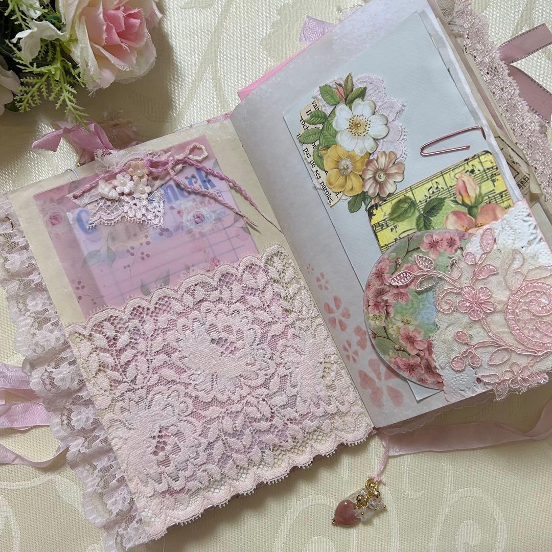 薔薇とレースのジャンクジャーナル・雑記帳　さくら色のウェディング♡