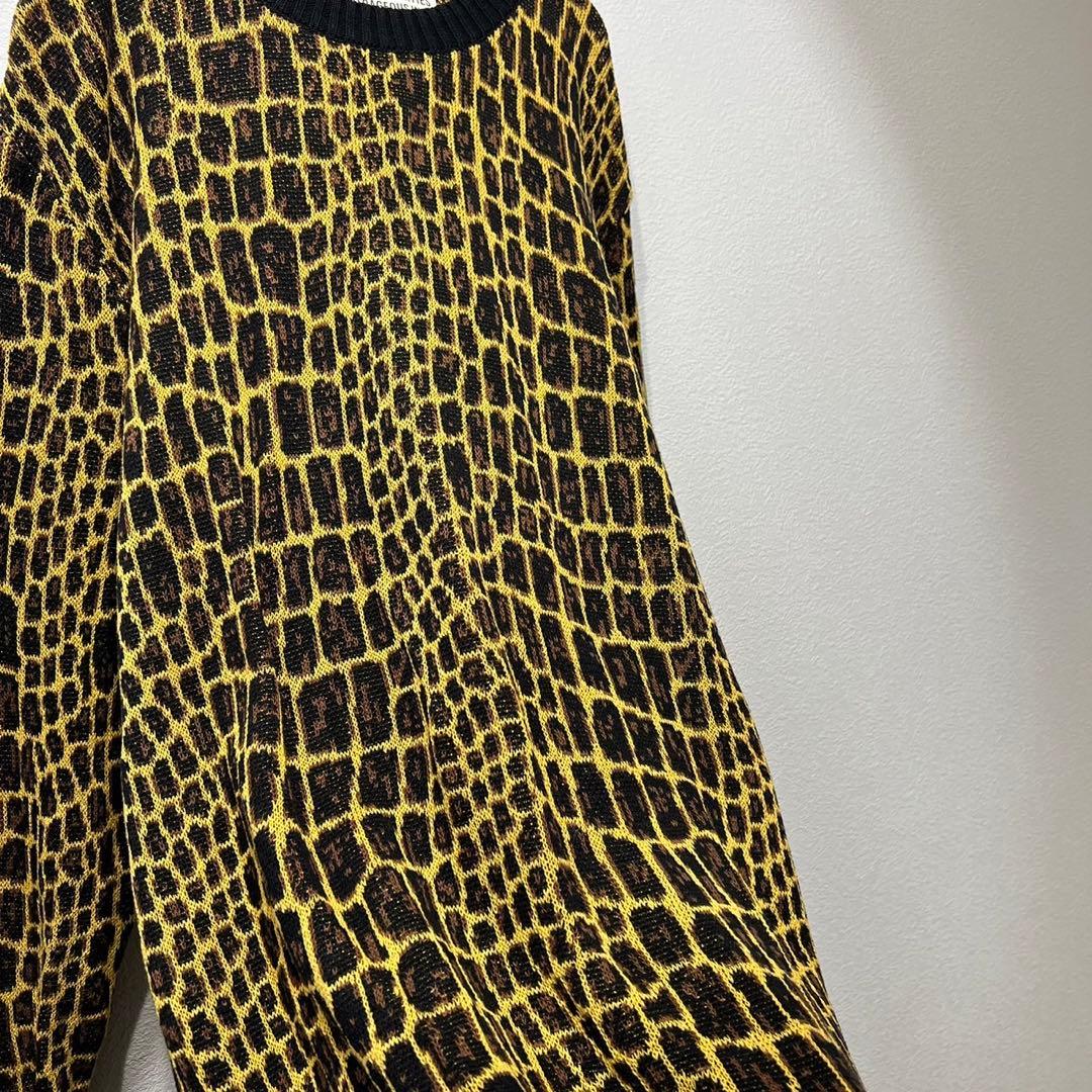 希少 ワコマリア ジャガード クルーネック ニット アニマル レオパード