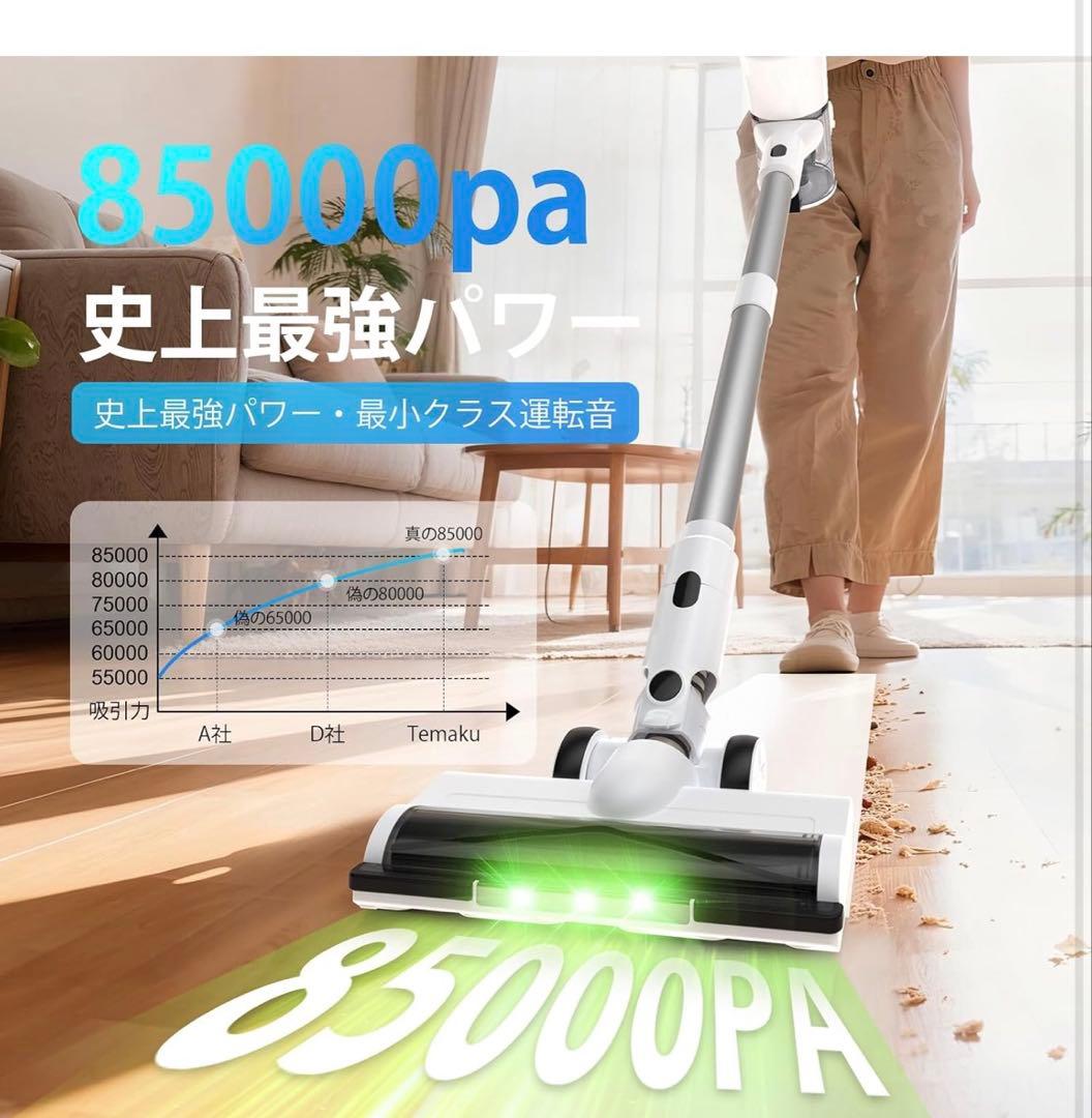 掃除機 コードレス 除菌機能 85Kpa 真超強力吸引 12層HEPA濾過