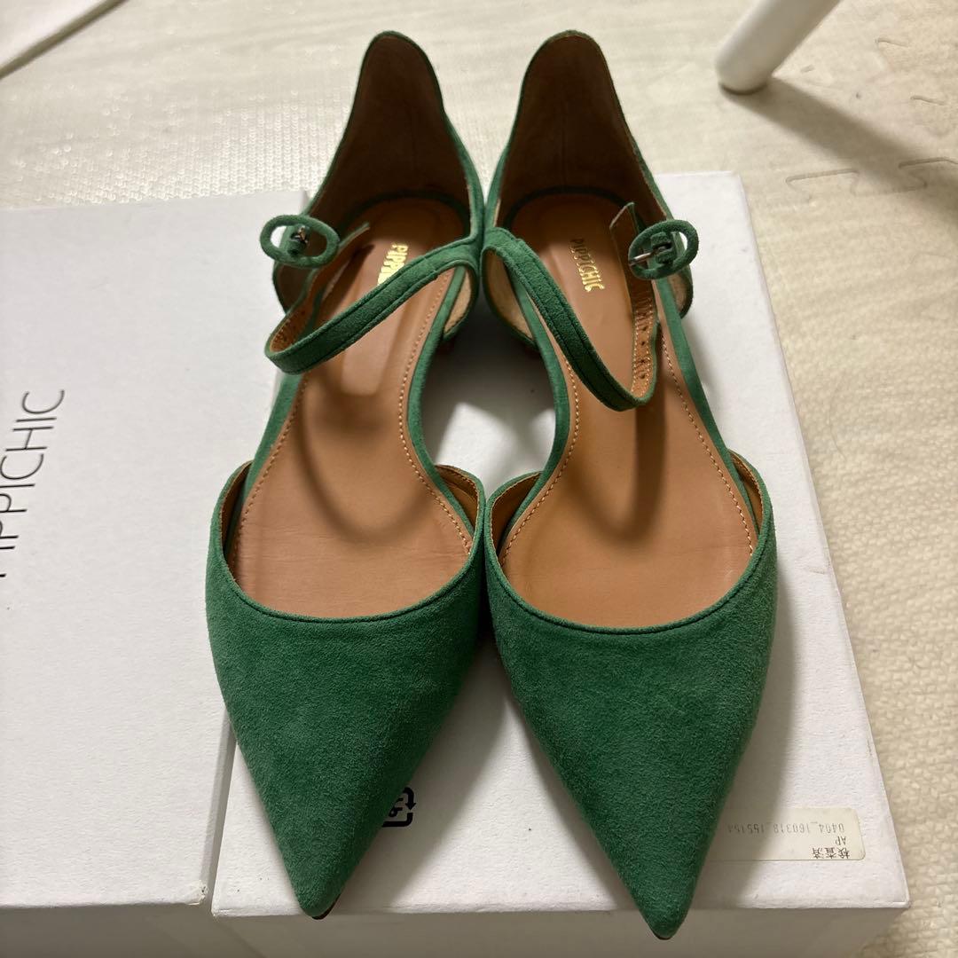 限定値下げ★未使用★PIPPICHIC ピピシック★グリーンフラット　パンプス