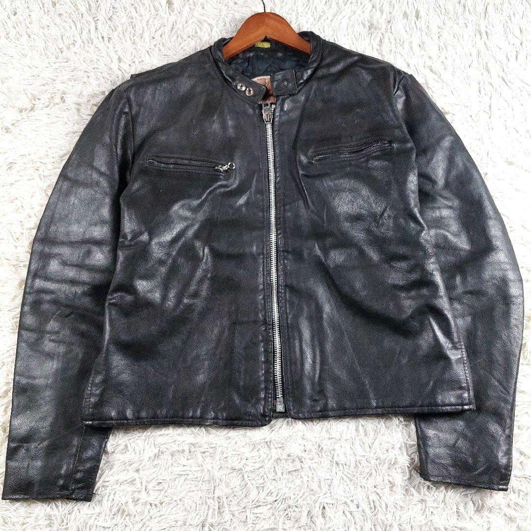 70s 希少 Excelled USA製 ダブルレザーライダースジャケット 46