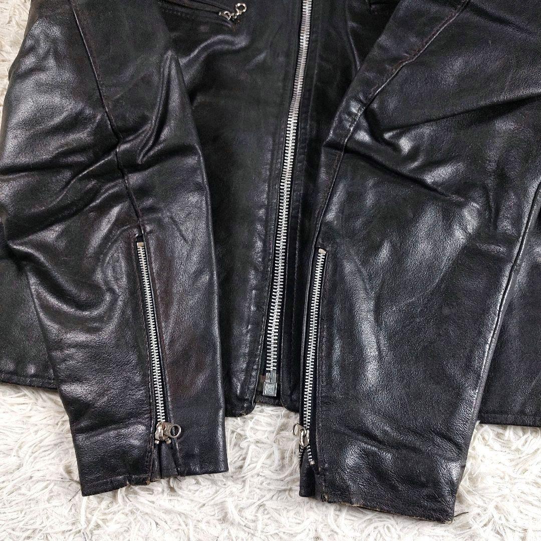 70s 希少 Excelled USA製 ダブルレザーライダースジャケット 46